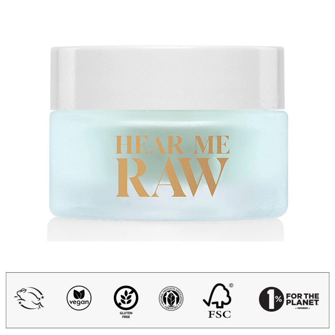 HEAR ME RAW - Wholesale Gezichtsmasker - The Clarifier met Franse groene klei Reisformaat - 0,5 fl oz6