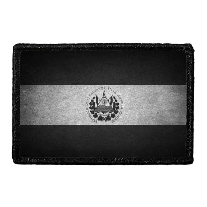 El Salvador Vlag - Zwart en Wit - Versleten - Verwijderbare Patch voor wholesale door Pull Patch