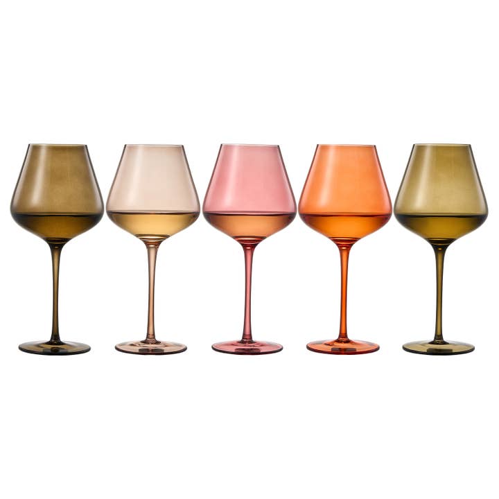 The Wine Savant / Khen Glassware - Wholesale Wine Glass - Colored Crystal Wine Glass Set of 5, Large 20 OZ Glasses