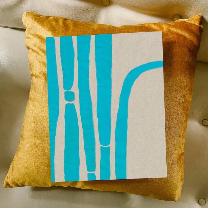 Reproduction d'art abstrait moderne bleu et beige « The Maze » pour la vente par Honora Papers