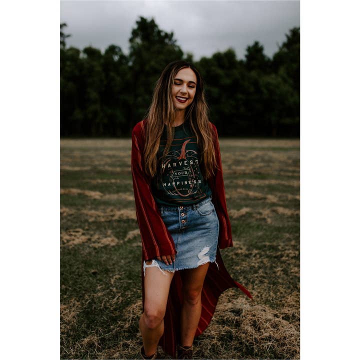 Southern Bliss Co. - Wholesale Screen Printed T-Shirt - Women's - Harvest Your Happiness Solid Green Tee2