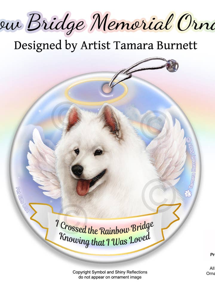 Samoyed Rainbow Bridge Memorial Ornament for wholesale by Pet Gifts USA, LLC