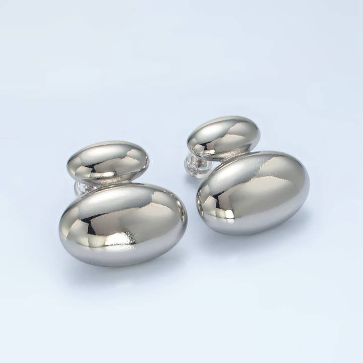 Aim Eternal - Wholesale Stud/Post Earrings - 24k Gold Filled Double Oval Dome Stud Earrings | P-530 P-531