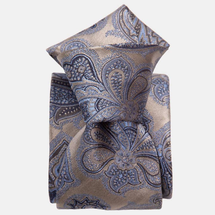 Cortina - Silk Jacquard Tie - Warm Pewter (Std) for wholesale by Elizabetta Made in Italy USA
