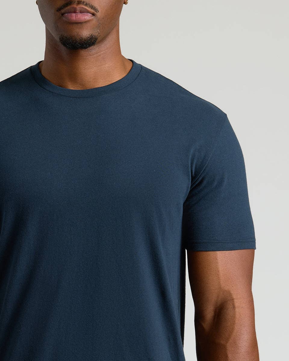 True Classic - Wholesale T-Shirt - Men's - Navy Short Sleeve Tall Curved Hem Crew4
