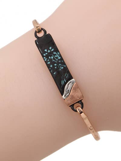 0011 PREMIERE - Wholesale Cuff Bracelet - FR4475 Patina Tree of Life Antique Rectangle Casting Bangle1