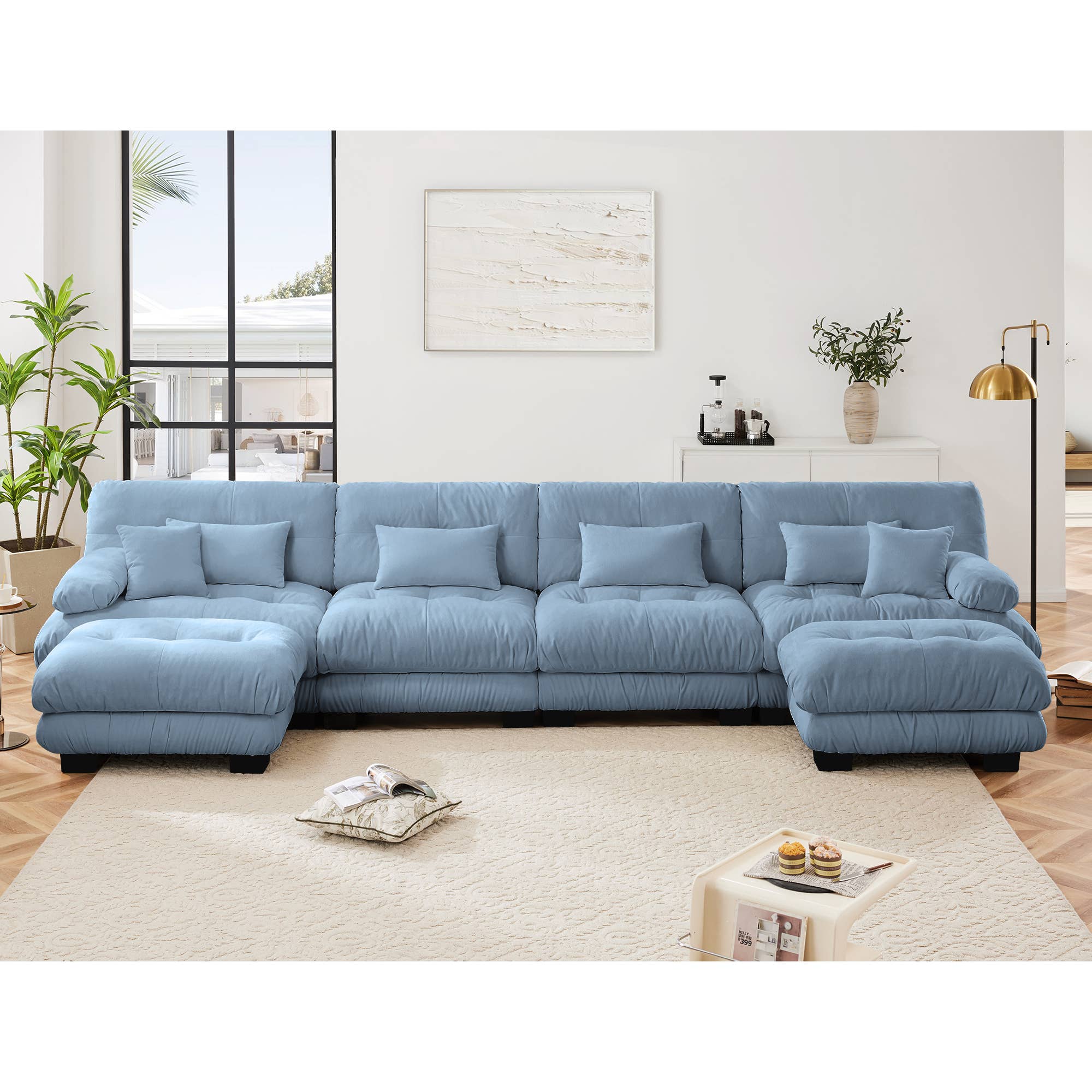 39F Inc. - Wholesale Sofa - Modular U-Shaped 4-Seat Green Chenille Sectional Sofa44