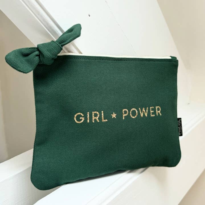 "Girl Power" Pouch English Green for wholesale by Marcel & Lily
