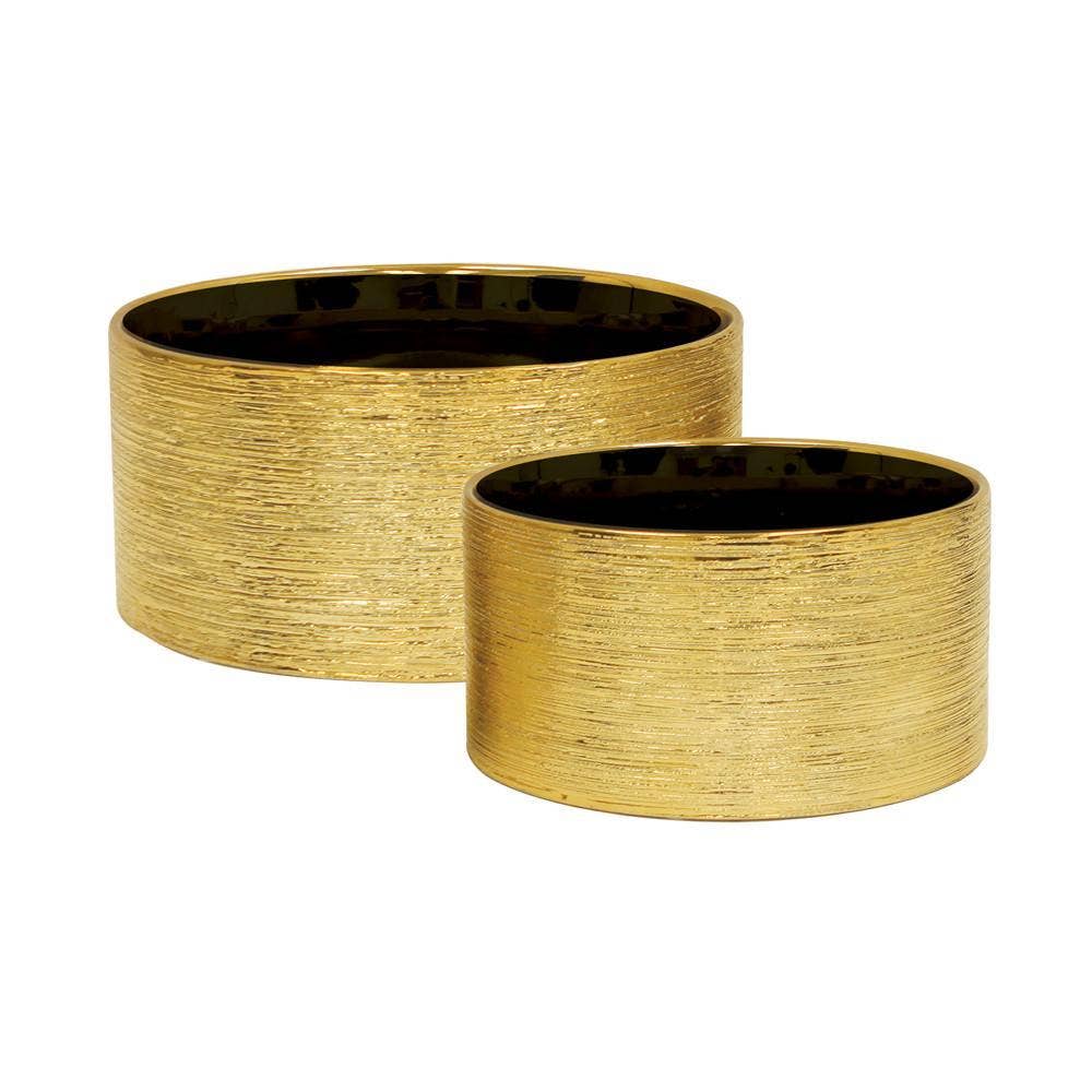 Oro inciso Oro Metallico Inciso | 11" Larghezza - Vaso Basso in vendita all'ingrosso su Faire