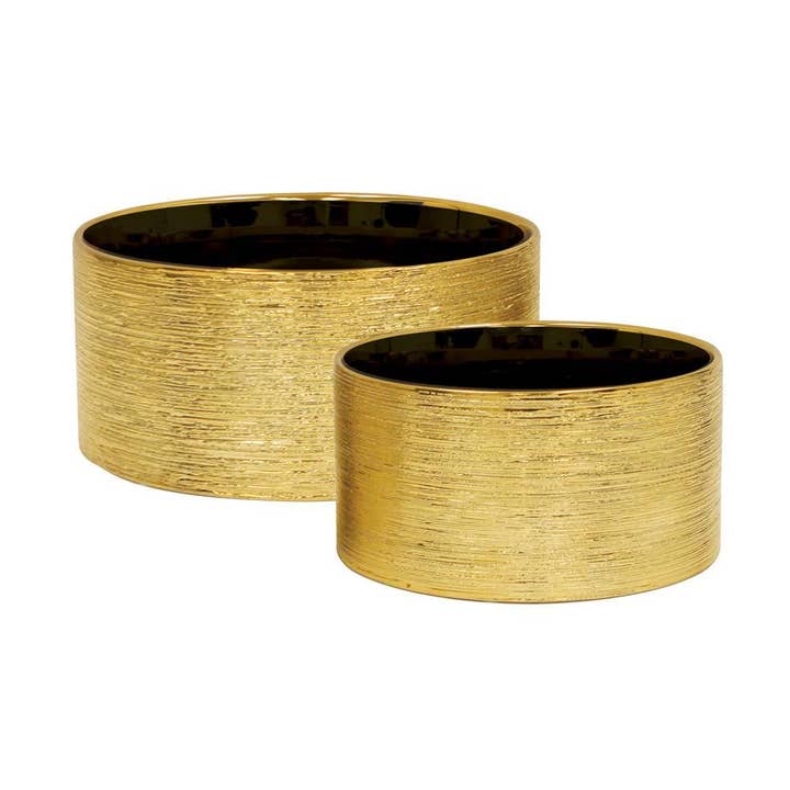 Oro inciso Oro Metallico Inciso | 11" Larghezza - Vaso Basso in vendita all'ingrosso su Faire0