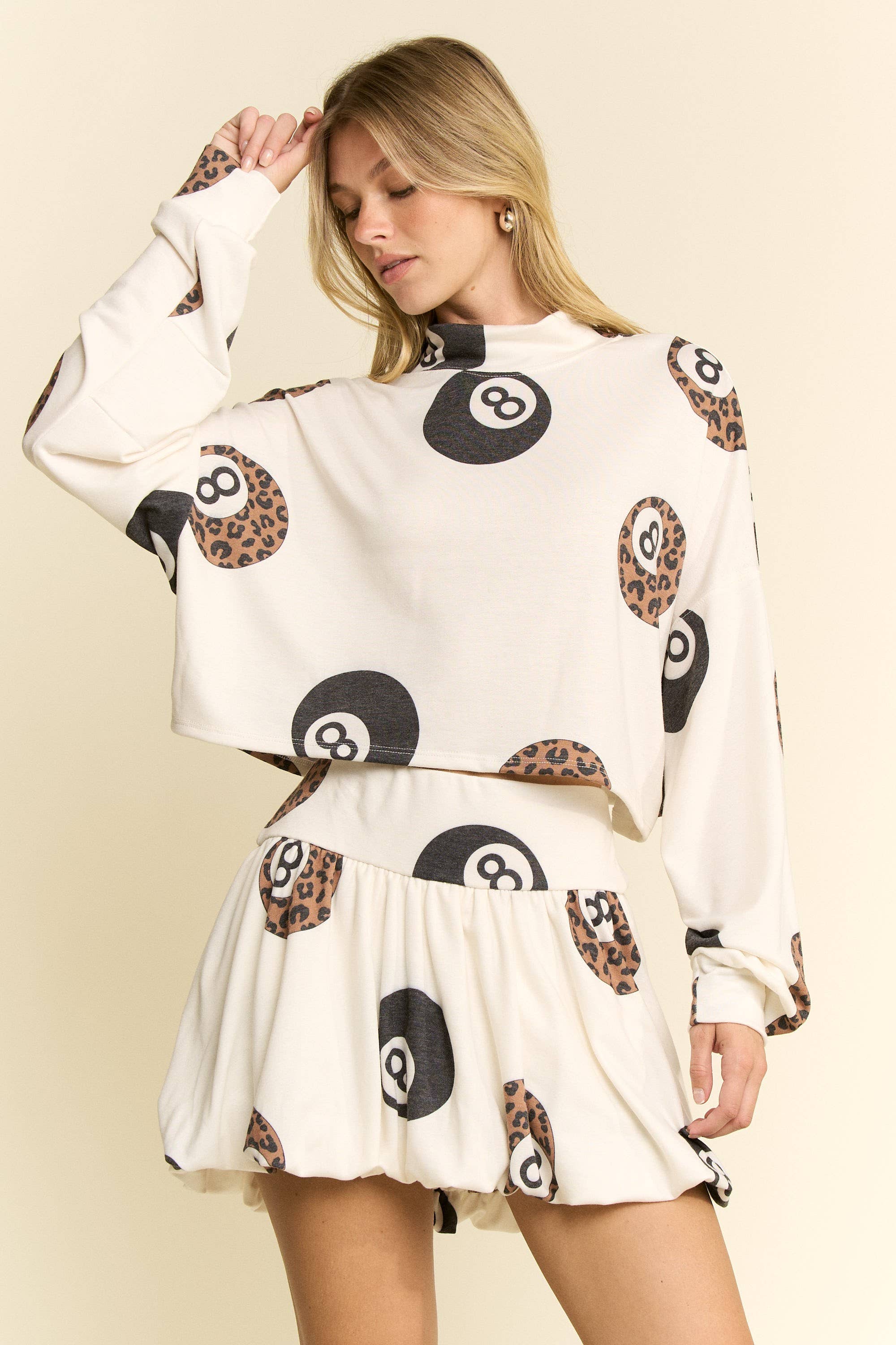 Cotton Muse - Vente Ensemble haut et jupe - Femme - ENSEMBLE HAUT/JUPE IMPRIMÉ LÉOPARD À HUIT BOULES1