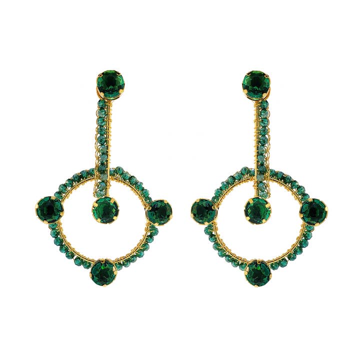 Smaragdgrønne & Guld Prisma Dråbe Håndlavede Øreringe for engroshandel hos Lavish By Tricia Milaneze