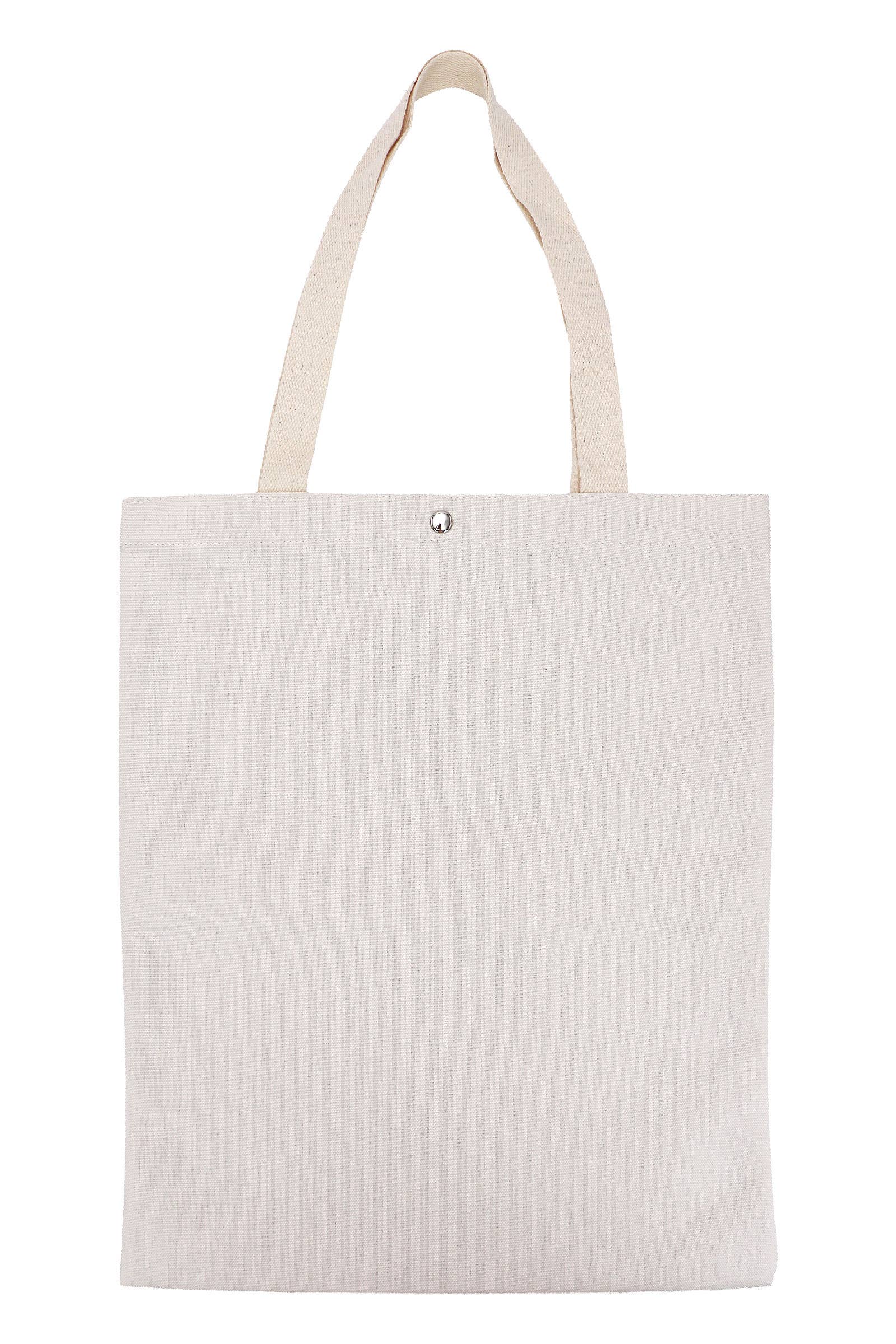 AS SHOWN Plain Blank Snap Button Tall Canvas Tote Bag for wholesale on Faire