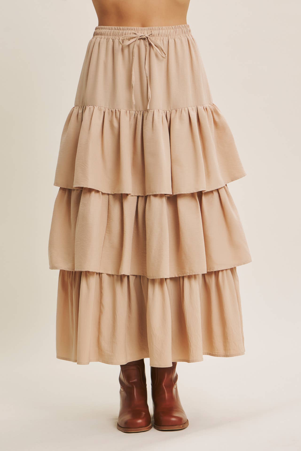 in february - Wholesale Skirt - Women's - AIRY YEAR-ROUND TIERED RUFFLE MAXI SKIRT WITH POCKETS21