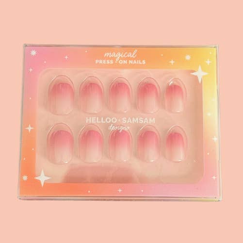 Sweet Peach Press On Nails for wholesale by Helloo SamSam Designs
