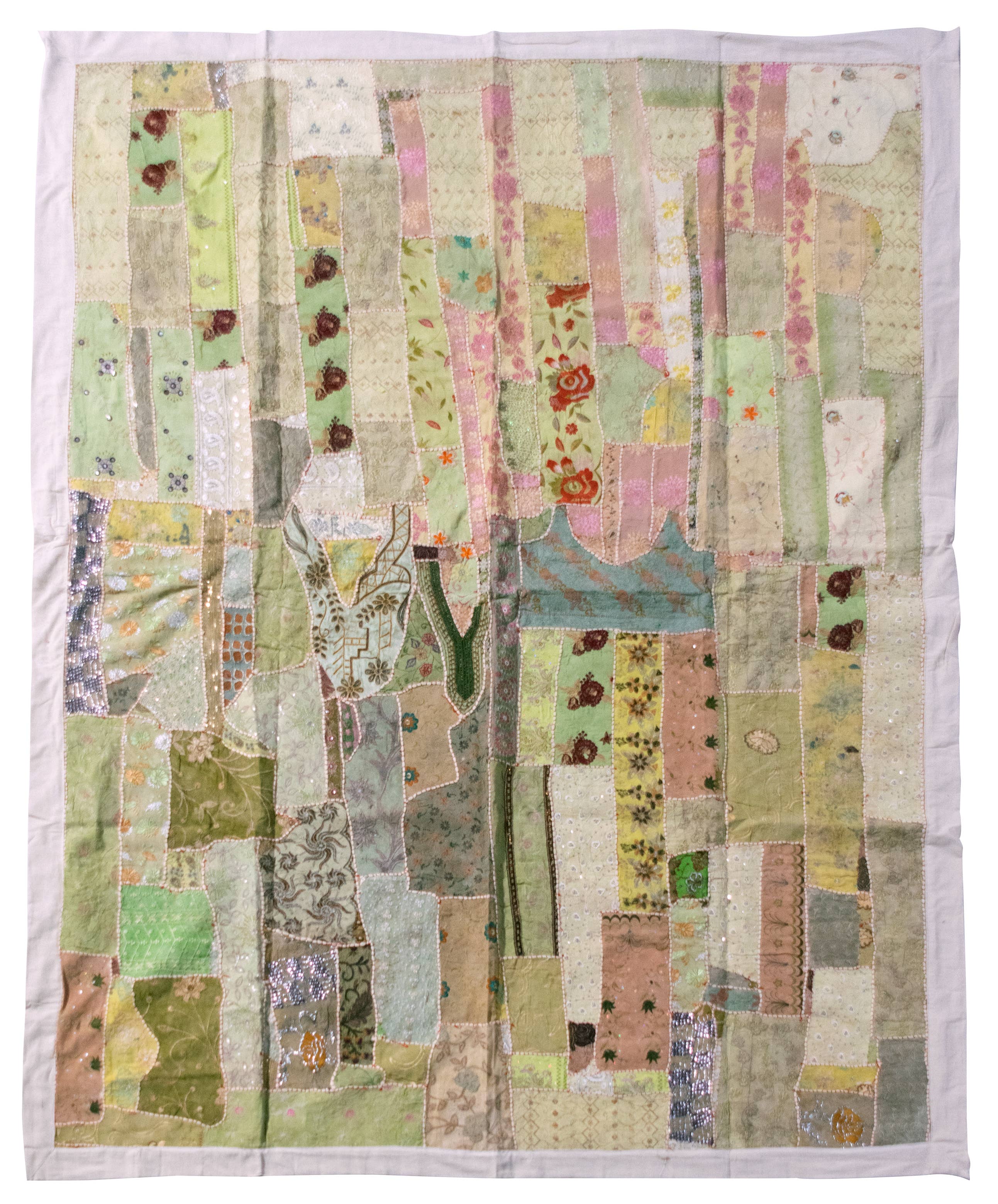 Vintage Addiction - Wholesale Quilt - One of A Kind Vintage Quilt/Bed Cover-Cream Trim2