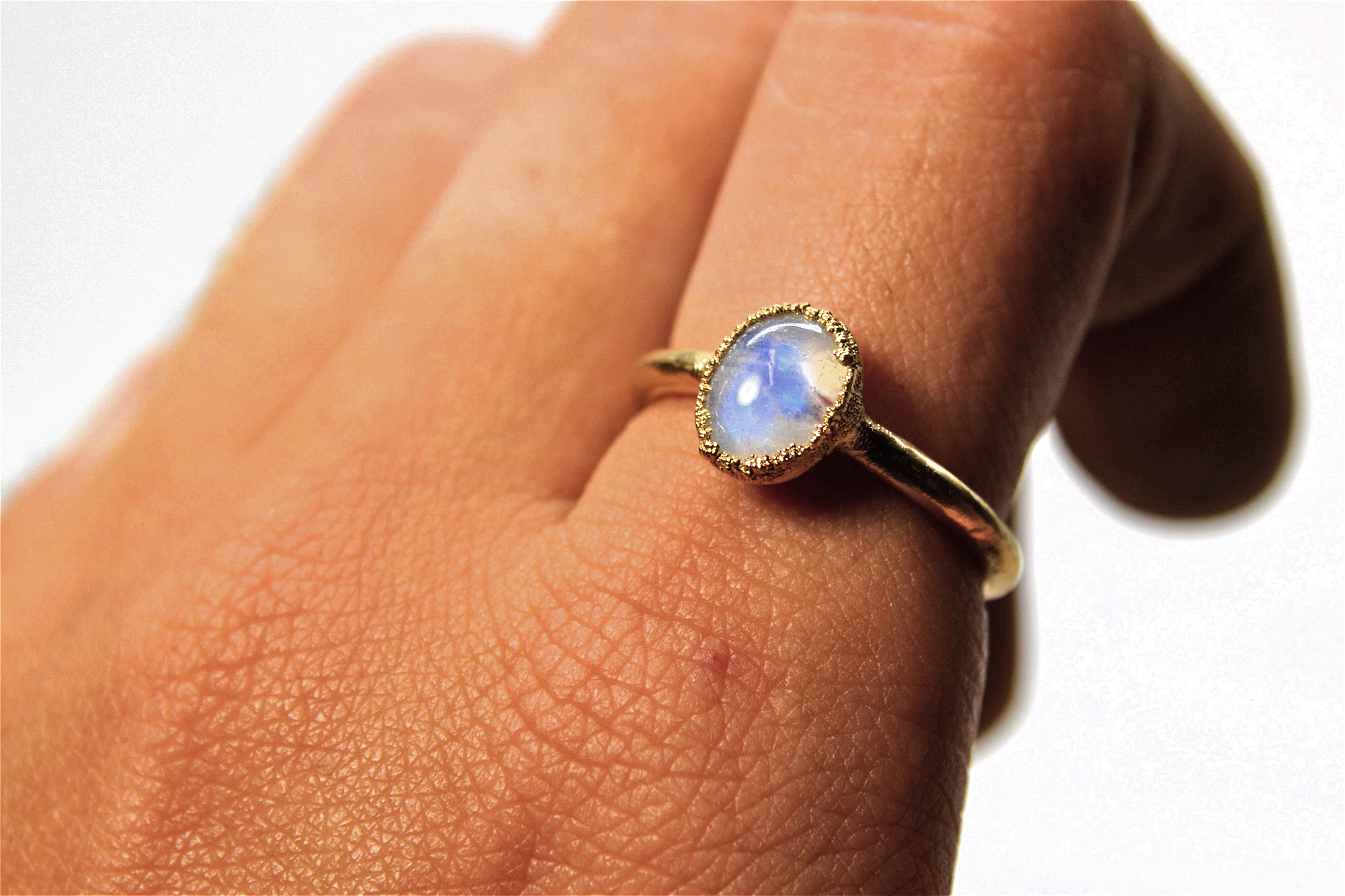 Daddy Daughter Jewelry - Wholesale Single Stone/Solitaire Ring - Gold Moonstone Ring | Rainbow Moonstone Ring | June Ring3