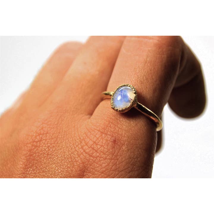 Daddy Daughter Jewelry - Venta al por mayor Anillos solitarios - Anillo de piedra lunar de oro | Anillo de piedra lunar arco iris | Anillo junio3