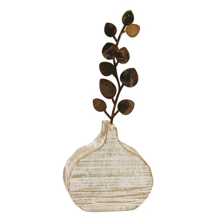 VIP Home & Garden - Wholesale Vase - VIP Wood 13.75 in. Brown Wood Vase with Floral Decor