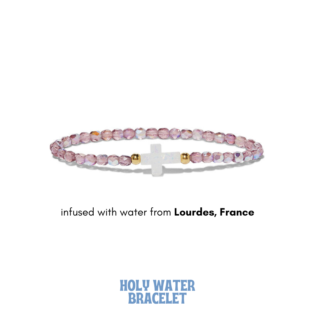 Holy Water Bracelet - Wholesale Beaded Bracelet - HOLY WATER BEADED AMETHYST AB CROSS BRACELET3