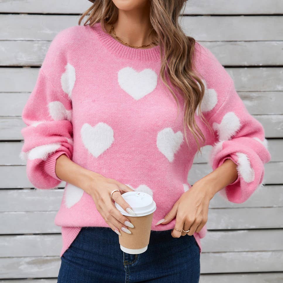 Rosa Clothing - Wholesale Knit Sweater - Women's - Cosy Hearts Jacquard Knitted Sweater4