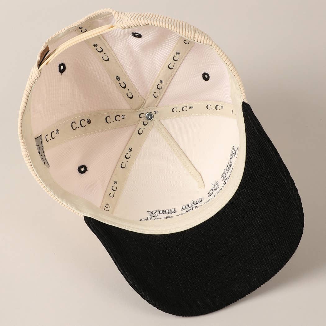 Fashion City - Wholesale Baseball Cap - Unisex - Put it on my husband's tab Two-Tone Corduroy Cap9
