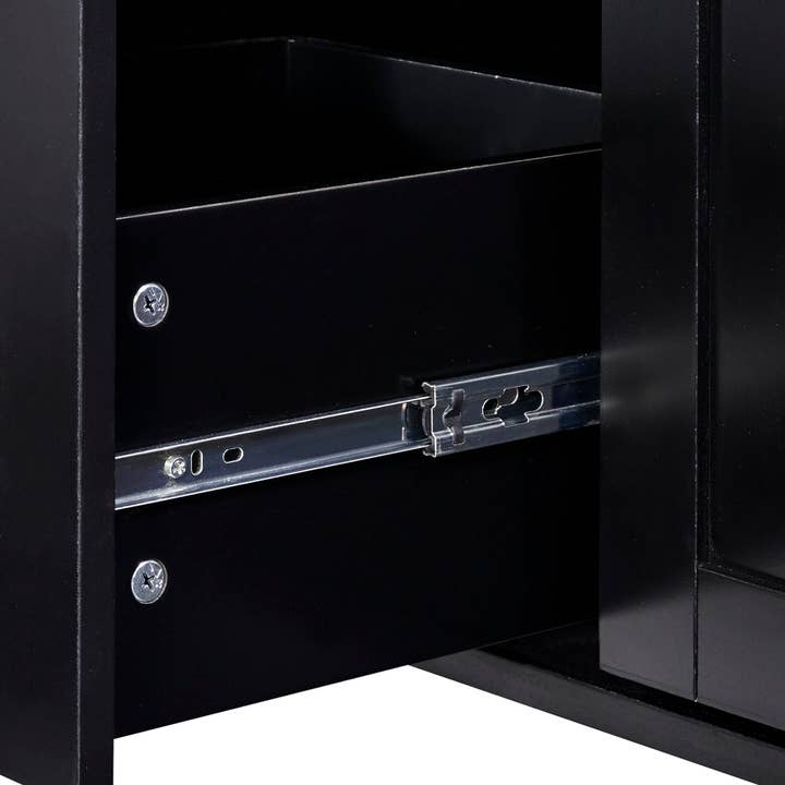 Orange County Decor - Wholesale Kitchen Storage/Organizer - K&K Rolling Kitchen Island With Storage, Kitchen Cart With Rubber Wood Top, 3 Drawer, 2 Slide Out Shelf And Internal Storage Rack, Kitchen Island On Wheels With Spice Rack & Tower Rack, Black Black16