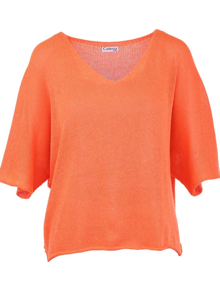 Cadenza Italy Ltd - Wholesale Knit Top - Women's - Cotton Blend V Neck Tunic Top2