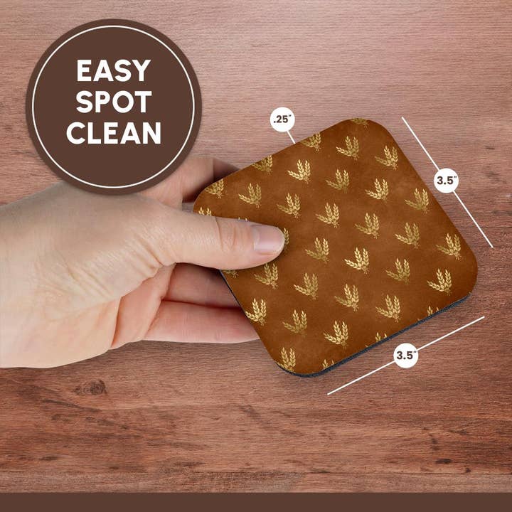 3dRose - Wholesale Coasters - 3dRose, Chic Brown and Image Of Gold Wheat Pattern, Coaster13