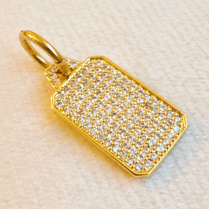 Ciondolo a clip quadrato senza cuciture con bordo pavimentato per la vendita all'ingrosso da parte di Ellison+Young