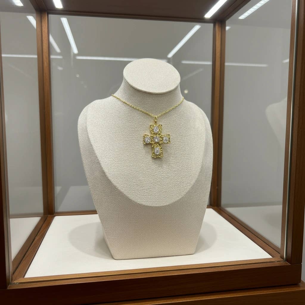 PHOEBE´S - Wholesale Pendant/charm necklace - Gold Cross Necklace — 18K Gold Plated