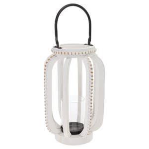 LED Vintage Decorative Distressed White Lantern - Manchester