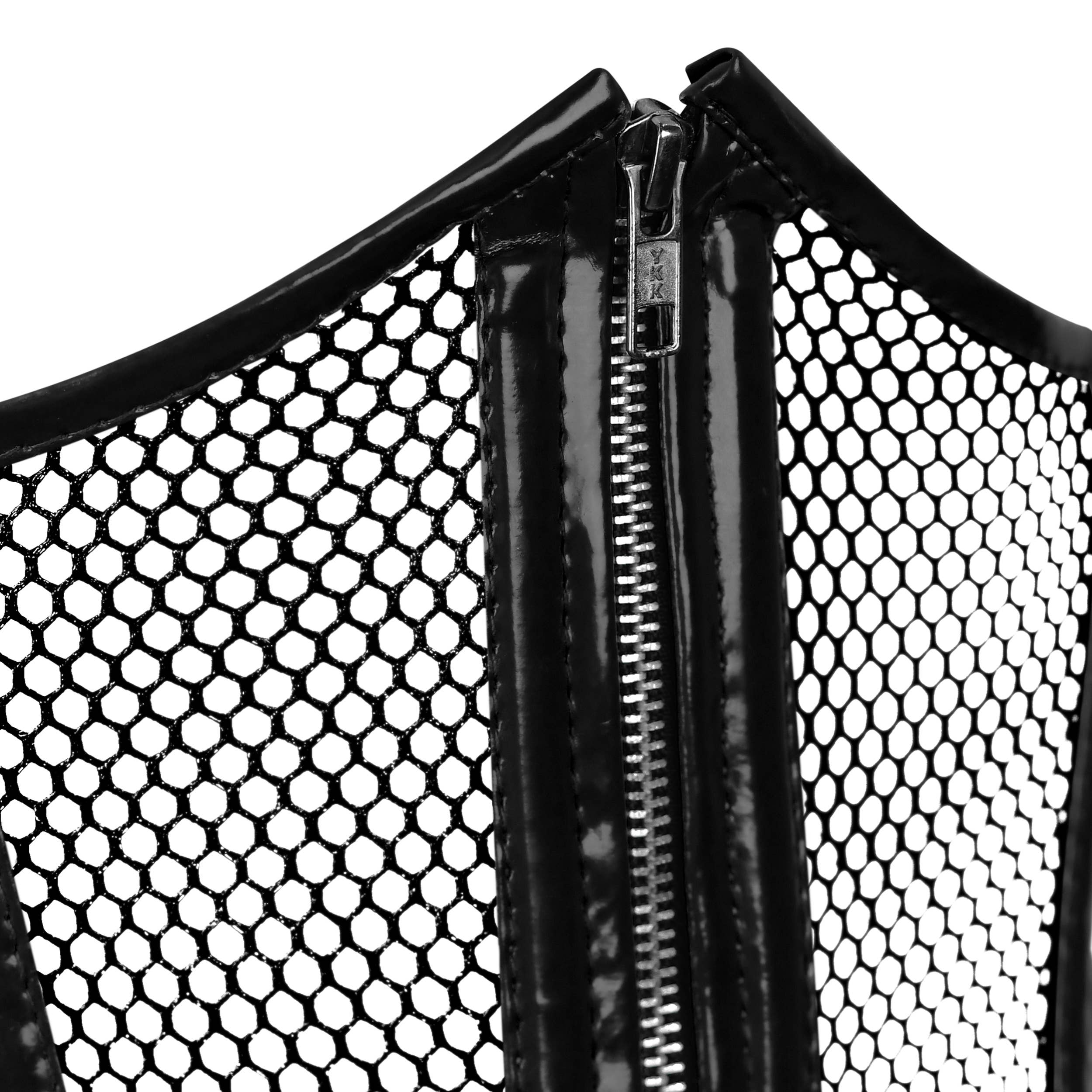  Black PVC Underbust Corset with Fishnet and Steel Boning for wholesale on Faire3