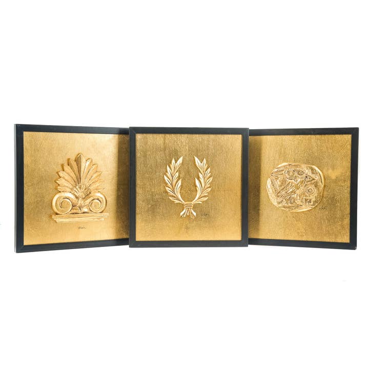 Set of 3 Gold Patina, Wall or Table Decorative Items for wholesale by ARTIA LTD