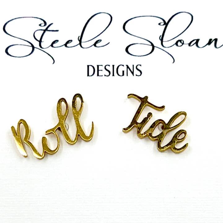 Steele Sloan Designs - Wholesale Stud/Post Earrings - Roll Tide Earrings Gift for Alabama Fan, Bama Gift Licensed