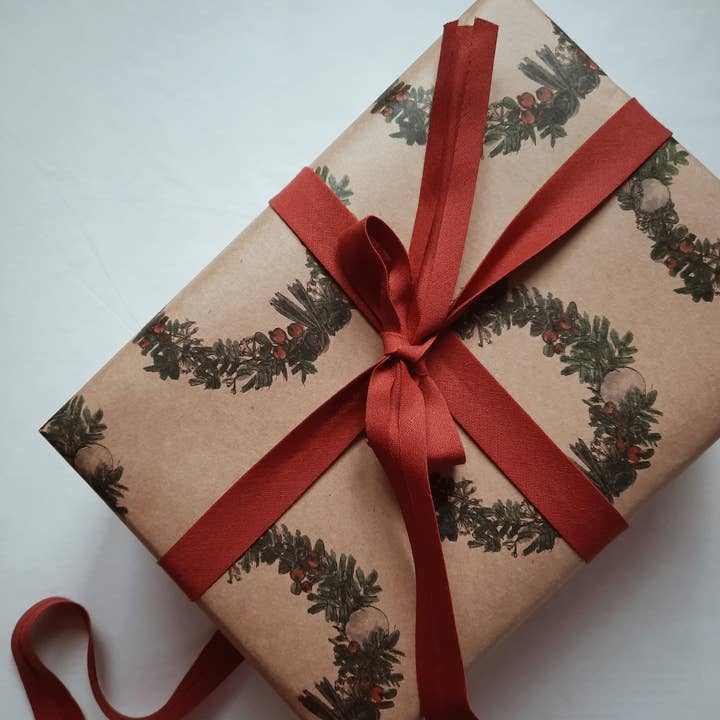 MyDesignPictures - Wholesale Flat Wrap - Christmas Wreath Kraft Wrapping Paper