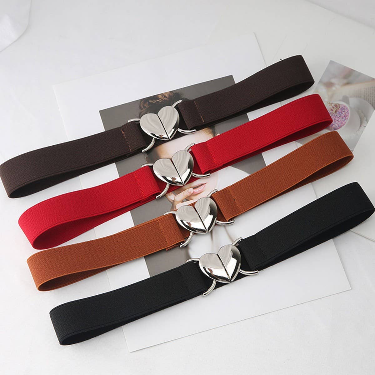 NINEXIS - Wholesale Belt - Women's - CWABE0562_LOVE BUCKLE ELASTIC BELT12