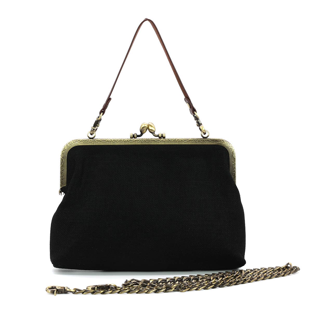 COMECO INC – Großhandel Henkeltasche – Damen – Hasen, die sich unter Mistelzweigen küssen, Kussverschluss-Tasche aus Leinen-Baumwolle2