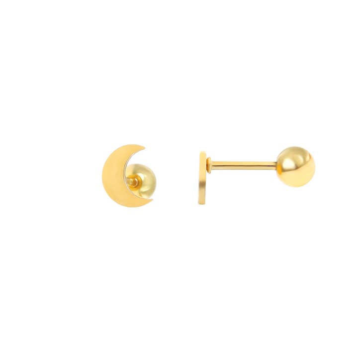 Made By Nami - Wholesale Stud/Post Earrings - Moon Stud Earrings | Gold4