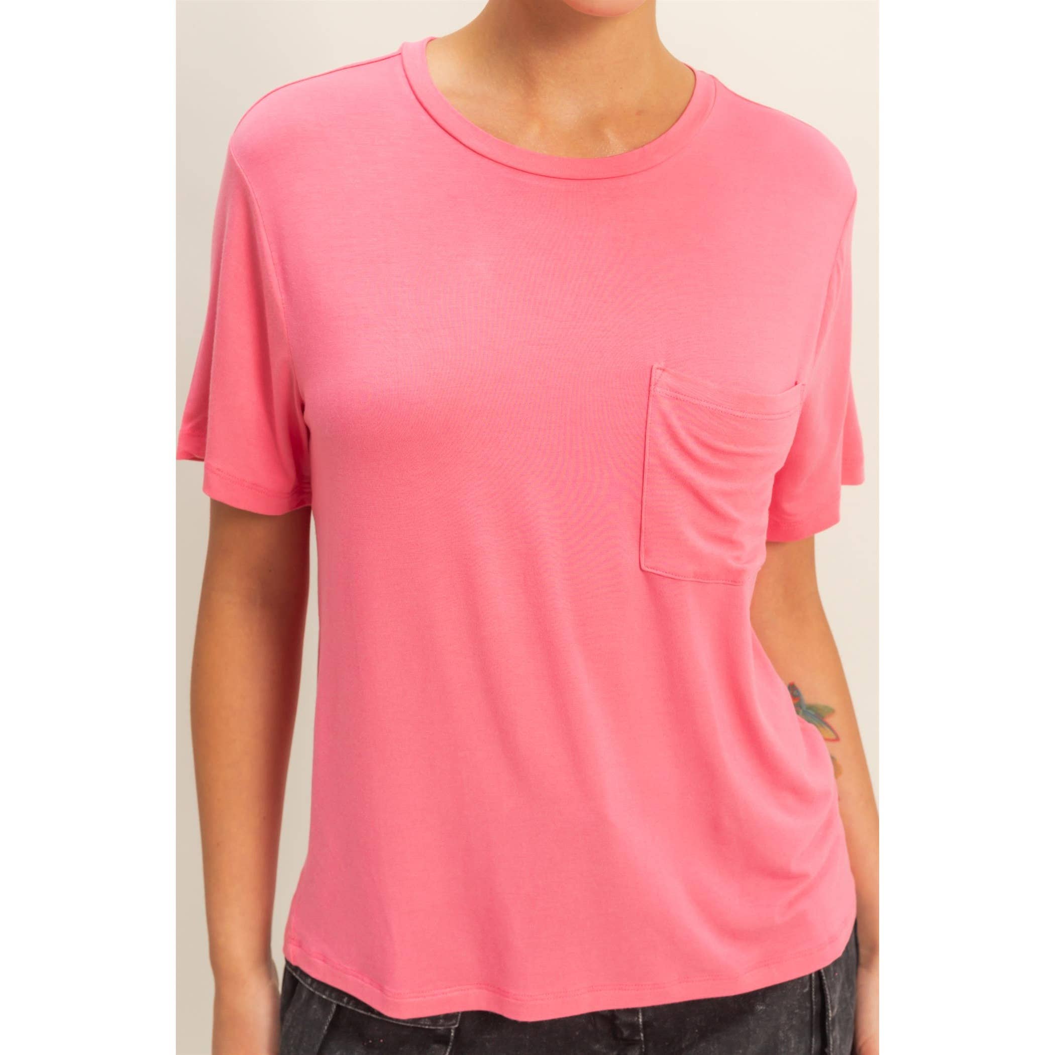 Double Zero - Venta al por mayor Camiseta - Mujer - Top clásico de cuello redondo con bolsillo y manga corta23