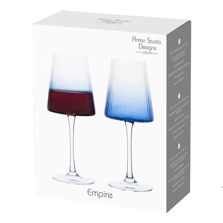 The DRH Collection BV - Wholesale Wine Glass - Set of 2 Empire Blue Wine Glasses - Red and White Wine2