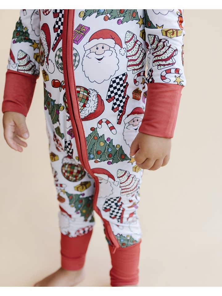 Lucky Panda Kids - Wholesale Jumpsuit - Baby - Bamboo Baby Clothing Zip Romper | Retro Christmas3