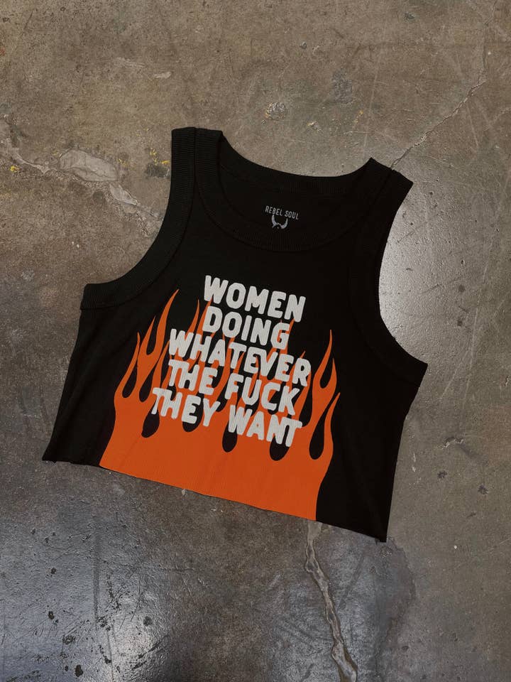 White Women Doing Whatever Flame Crop Tank for wholesale on Faire1