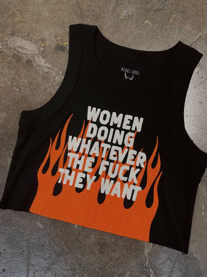 Women Doing Whatever Flame Crop Tank for wholesale by Rebel Soul Collective