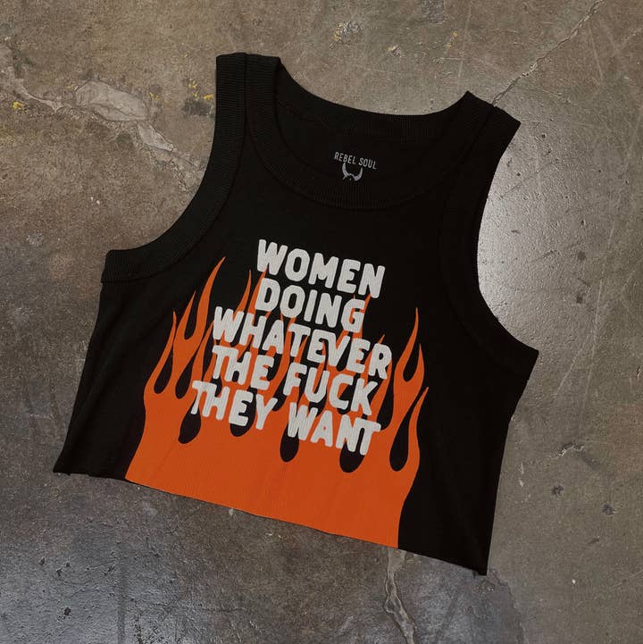 Women Doing Whatever Flame Crop Tank for wholesale by Rebel Soul Collective