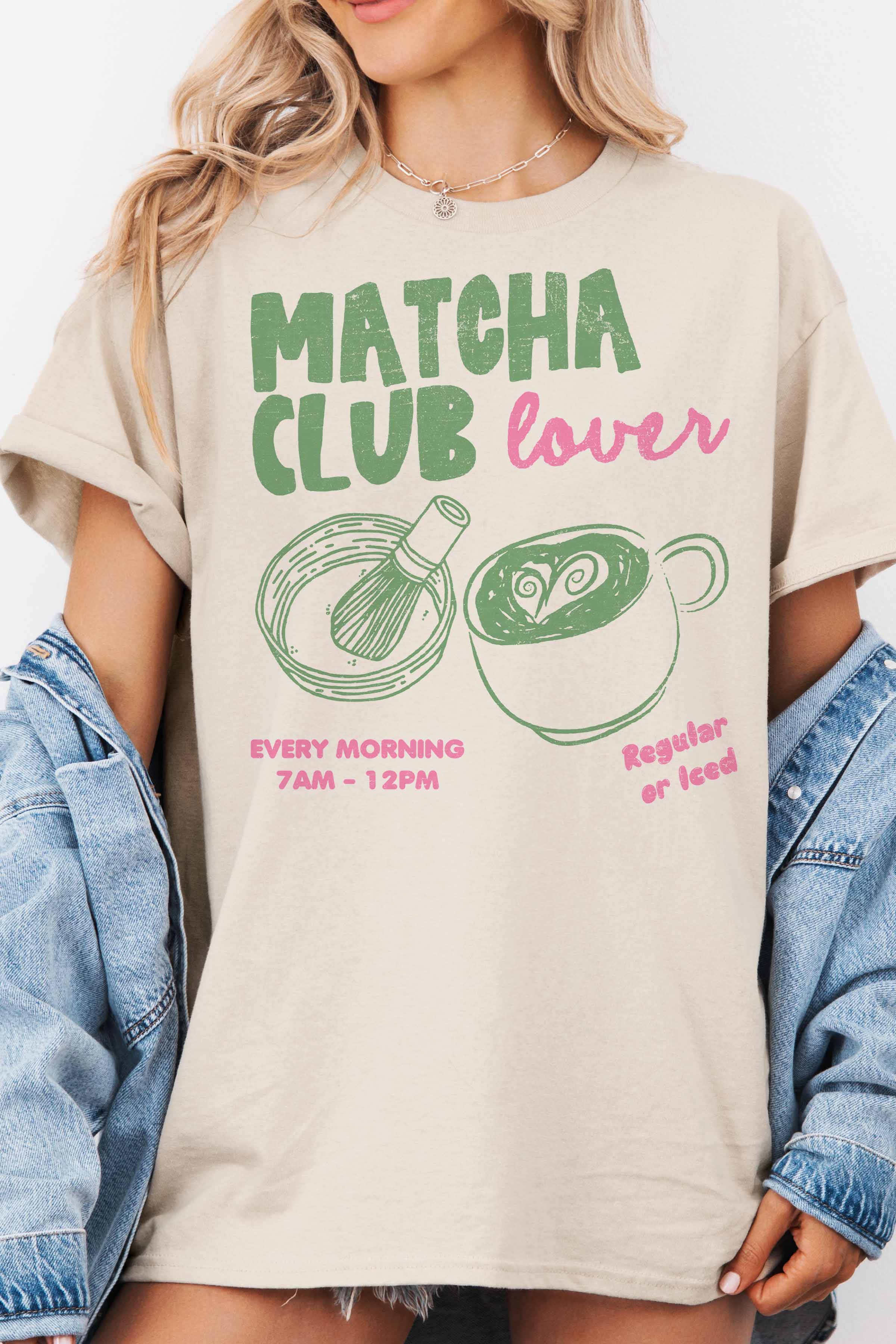 GOOD DAY STREET - Wholesale Screen Printed T-Shirt - Women's - [G1924X-OTS]-MATCHA CLUB OVERSIZED TEE1