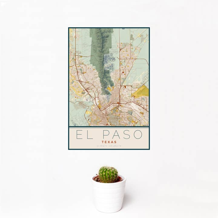 El Paso TX Map Print Woodblock for wholesale by JACE.design