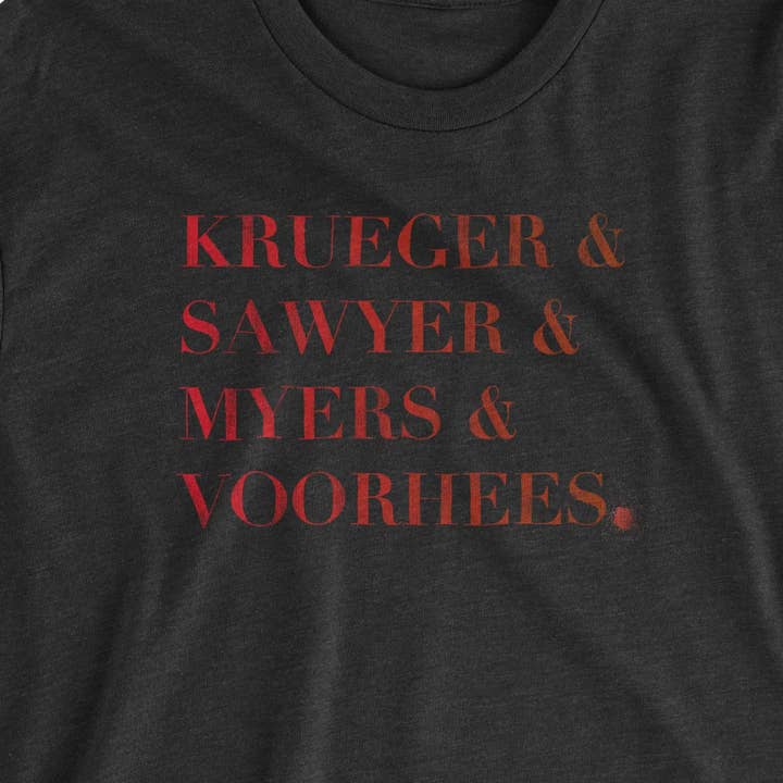 Camiseta Slim Roll Call de Slashers dos Anos 80 por atacado de Bourbon & Branch