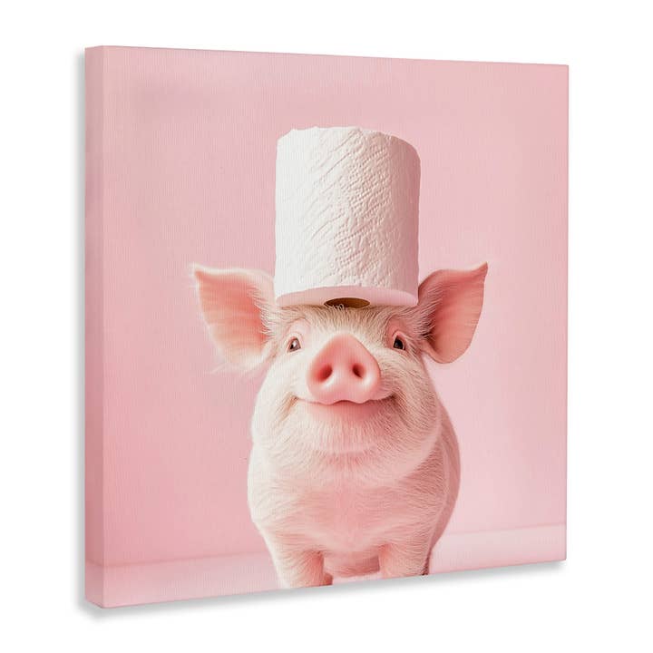 Stupell Industries - Wholesale Wall Sign - Silly Piggy Pink Toilet Paper - Unframed Wall Art10