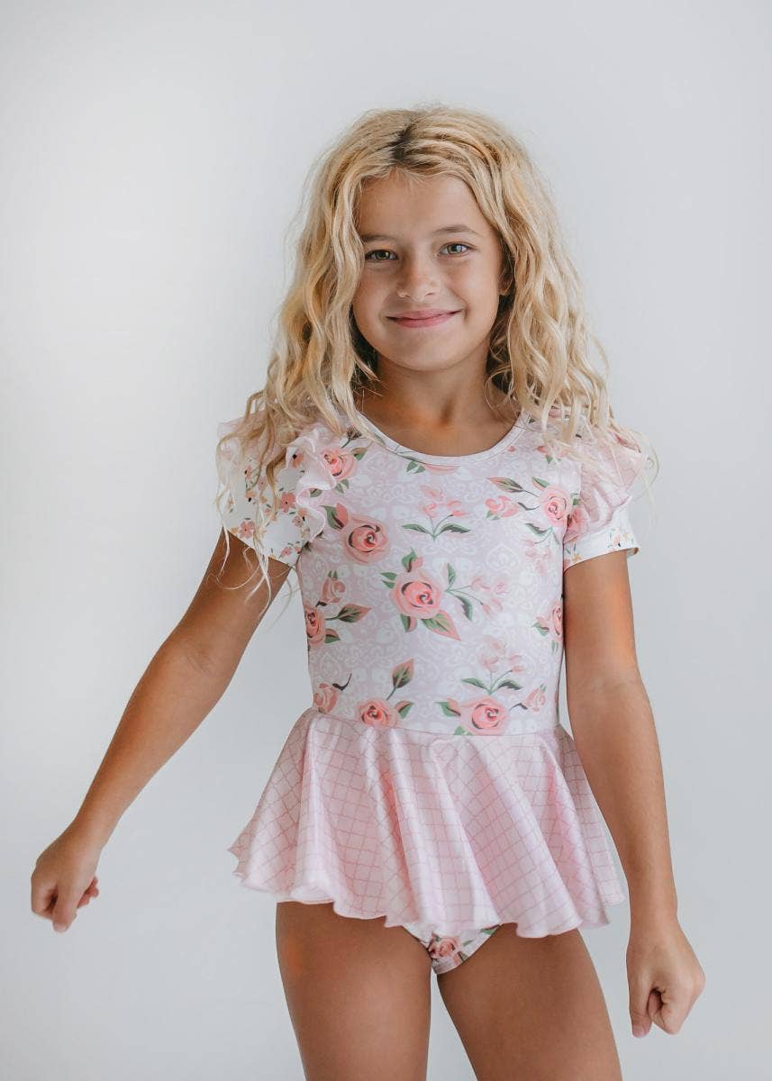 Oopsie Daisy - Wholesale Leotard - Kids - Kids Pale Pink Rose Dance Gymnastics Skirted Twirl Leotard7